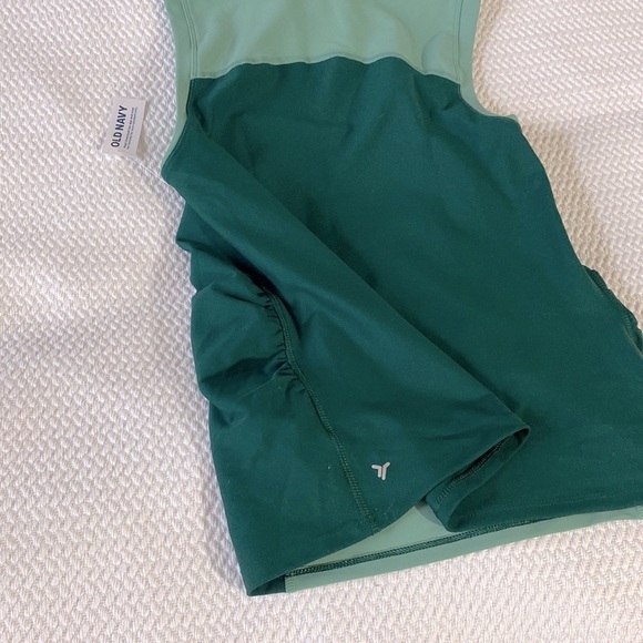 OLD NAVY maternity sport athletic tank top sz s nwt green zip front stretch mock - Picture 9 of 9